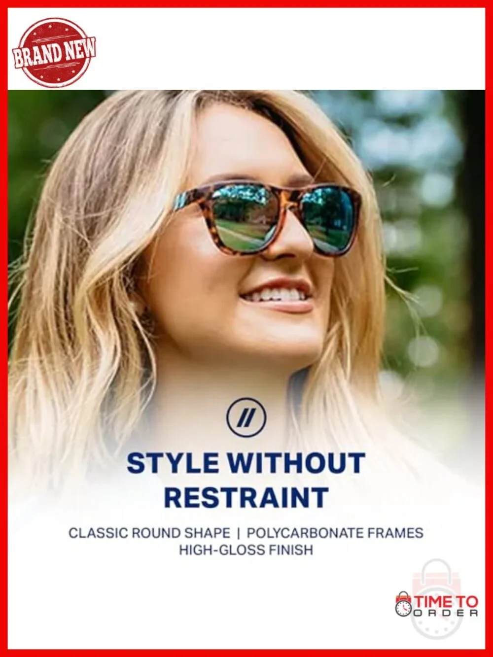 Polarized Sunglasses with 100% UV Protection - Classic Round Polycarbonate